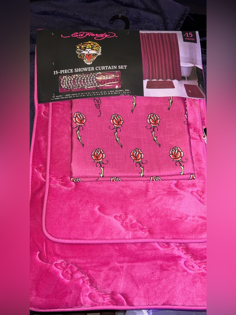 Ed Hardy Pink Rose-Print Umbrella